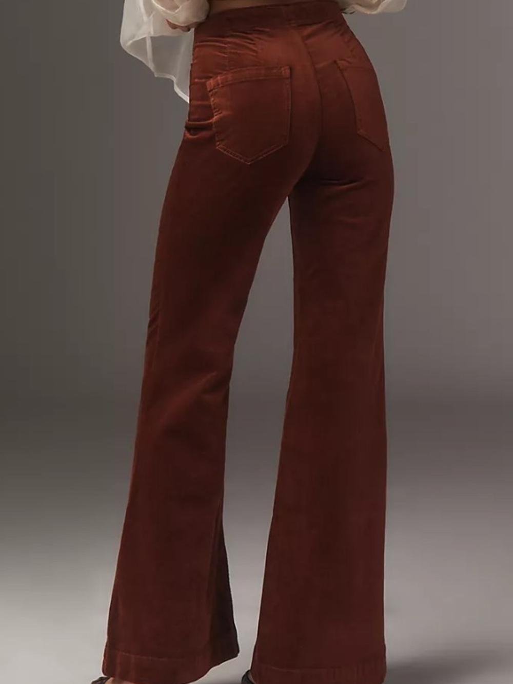 NWT Anthropologie Pilcro Pull-On Mid-Rise Retro Flare Velvet Jeans - Size 25 - Picture 2 of 9